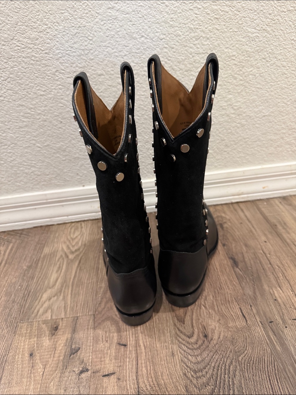 FRYE Black Leather Billy Studded Western Boot - Picture 10 of 12